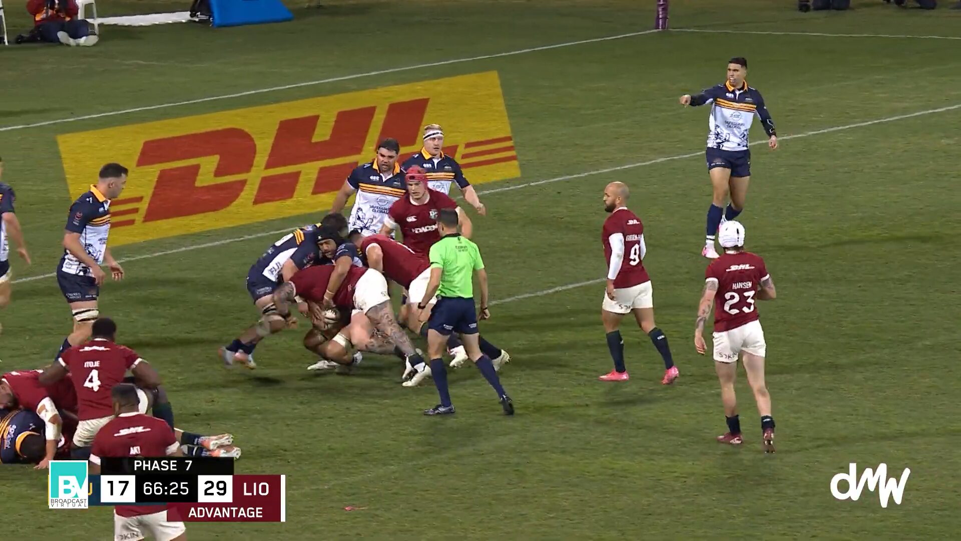 Tapis publicitaire virtuel DHL lors d’un match de rugby