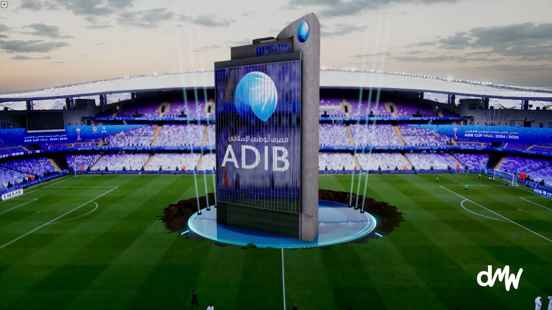 Animation 3D d’un partenaire intégrée à un stade de football