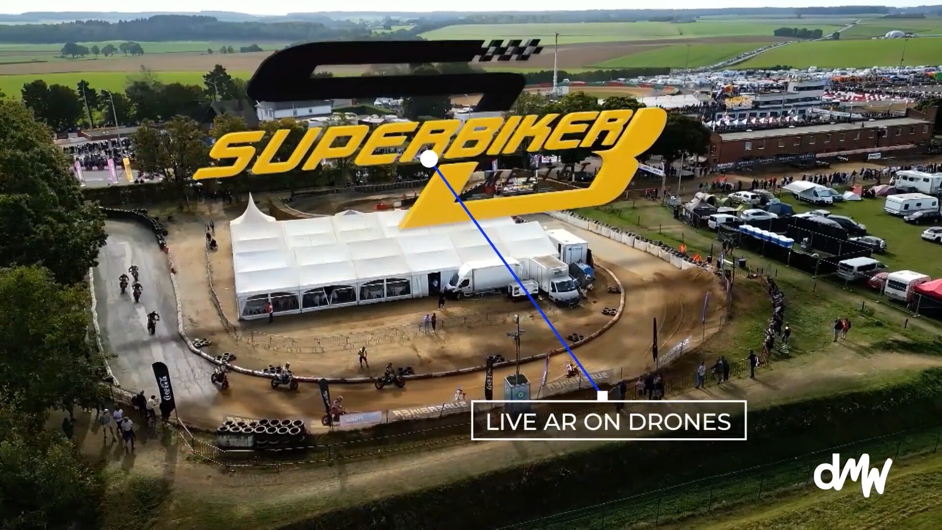Logo Superbike en réalité augmentée intégré à une prise de vue aérienne