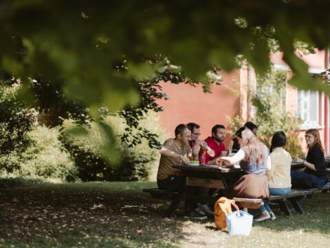 Des employé•e•s profitant du temps de midi au soleil – DreamWall